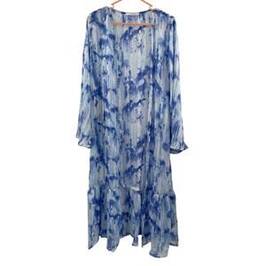 CARAMELA Beach Coverup Small Duster Kimono Longline Open Cardigan Sheer Resort